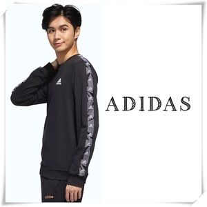 Adidas Essential Logo Tape Sleeves Sweatshirt in Black